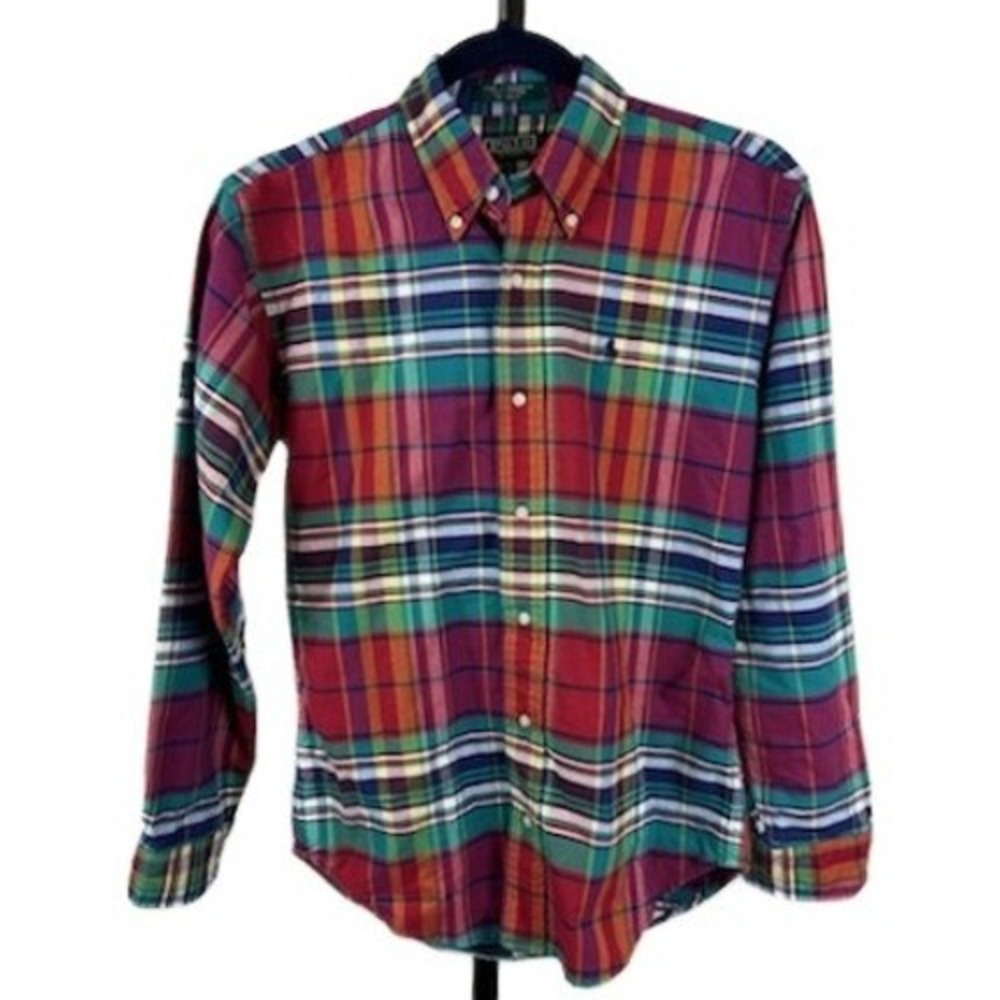 Polo Ralph Lauren Men's Size Large Plaid Long Sleeve Cotton Button Down Shirt